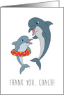 Thank You Swim Coach Dolphins Adult and Child on White Background Simp card