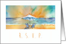 RSVP Beach Ocean Seaside Sunset Watercolor Art card