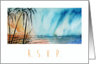 RSVP Beach Ocean Seaside Sunset Watercolor Art card