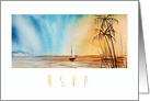 RSVP Beach Ocean Seaside Sunset Watercolor Art card