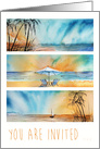 Invitation Beach Ocean Seaside Sunset Watercolor Art card