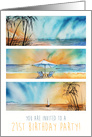 21st Birthday Invitation Beach Ocean Seaside Sunset Watercolor Art card