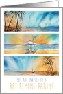 Retirement Party Invitation Beach Ocean Seaside Sunset Watercolor Art card