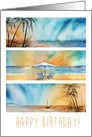 Happy Birthday Beach Ocean Seaside Sunset Watercolor card