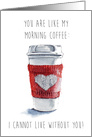 Cute Funny Valentine’s Day Red White Simple Watercolor Heart Coffee card