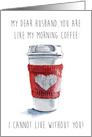 Cute Funny Valentine’s Day Red White Watercolor Heart Coffee Husband card