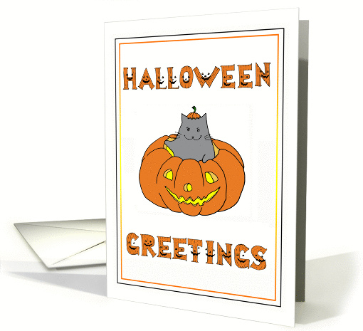 Cute Halloween Kitty in a Pumpkin card (1453190)