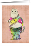 Cute Kitty in a Colorful Sari - Diwali card