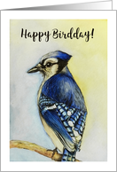 Happy Birthday - Bird Watercolor Painting & Happy BirdDay Pun card
