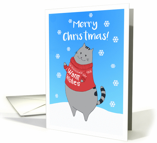 Merry Christmas - Cute Kitty Sending You Warm Wishes card (1457770)