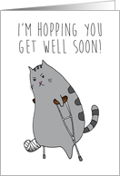 Get Well / Feel Better Pun - Kitty with a Broken Leg (Paw?) in a Cast card