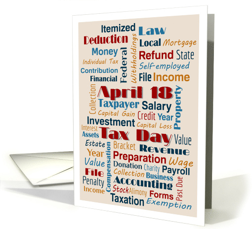 Tax Day April 18 - Simple Contemporary Business Fonts Words card