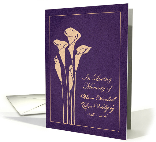 Thank You for The Flowers Bereavement Calla Lilies Custom Front card