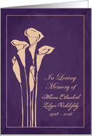 Thank You for The Flowers Bereavement Calla Lilies Custom Front card