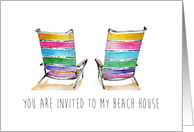 You Are Invited to My Beach House Minimalist Chairs Watercolor Art card