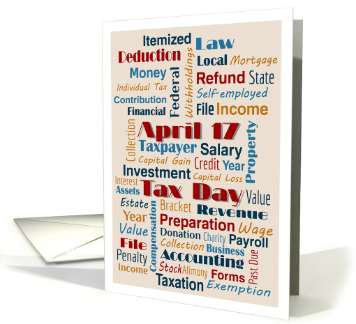 Tax Day - Simple Contemporary Business Fonts Words April 17th card