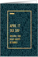 Tax Day April 17Simple Contemporary Business Fonts Words Happy Returns card