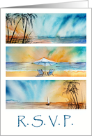 RSVP Beach Ocean Seaside Sunset Watercolor Art card