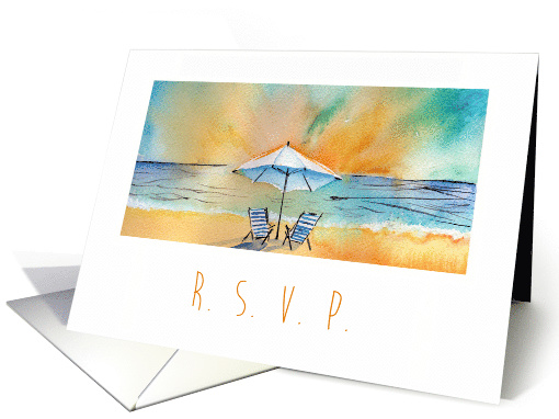 RSVP Beach Ocean Seaside Sunset Watercolor Art card (1532640)