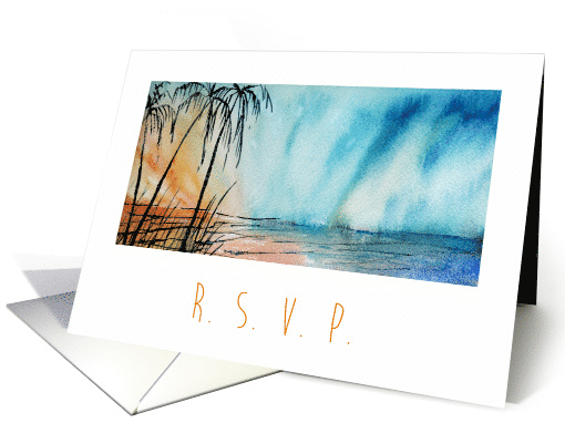 RSVP Beach Ocean Seaside Sunset Watercolor Art card (1532644)