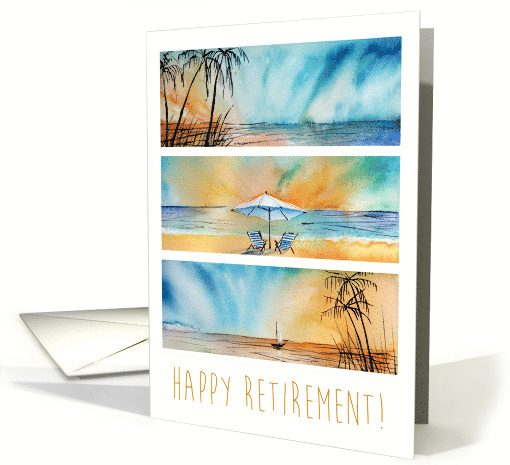 Retirement Beach Ocean Seaside Sunset Watercolor Art card (1532668)
