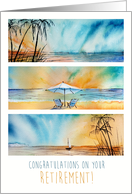 Congrats on Your Retirement Beach Ocean Seaside Sunset Watercolor card