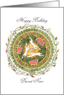 Happy Birthday Dearest Niece, White Hares, Mandala and Flowers card