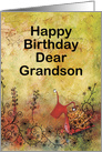 Cute Red Snail for a Dear Grandson Birthday card