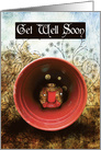 Sad Snail in Flowerpot Get Well Soon card