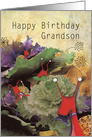 Snails eating Cabbages, Grandson Birthday card