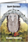 Hedgehog helping a little Snail under a Rope, Daughter Birthday card