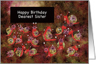 Little Red Snails with Flowers, Dearest Sister Birthday card