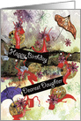 Jumping Snails with Umbrellas, Dearest Daughter Birthday card