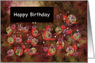 Little Red Snails with Flowers, Happy Birthday card