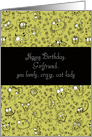 Happy Birthday, Girlfriend, you lovely, crazy, cat lady, doodle cats card