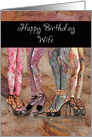 Happy Birthday Wife, Patterned Tights, Fashion Legs card