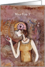 Miss You :( Vintage/Modern girl with mobile phone card