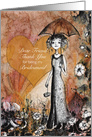 Thank You, Bridesmaid, Friend, Lady with Umbrella, card
