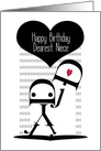 Happy Birthday, Dearest Niece, Robot Girl Character, Typography Art card