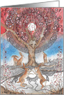 Blank, Hares with Red Mandala Tree card