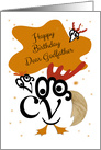 Happy Birthday, Dear Godfather, Chicken Character, Typography Art card