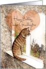 Happy Birthday, Granddaughter, Tabby Cat and Hearts, Art card