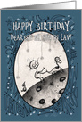 Happy Birthday, Ex Son in Law, Robot with Duck and Bird on the Moon card