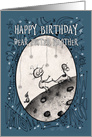 Happy Birthday, Foster Brother, Robot with Duck and Bird on the Moon card