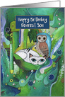 Happy Birthday, Dearest Son, Owl and the Pussycat, Abstract card