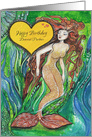Happy Birthday, Dearest Partner, Mermaid and Blue Fish, card