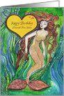 Happy Birthday, Dearest Twin Sister, Mermaid and Blue Fish, card