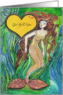 Get Well Soon, Mermaid and Blue Fish, card