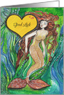 Good Luck, Mermaid and Blue Fish, card