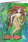 Blank, Mermaid and Blue Fish, card